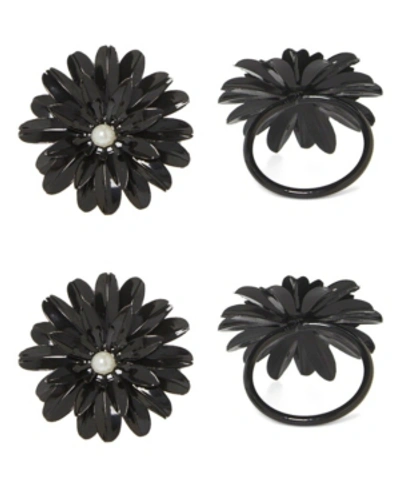 Vibhsa Black Pearl Flower Napkin Ring