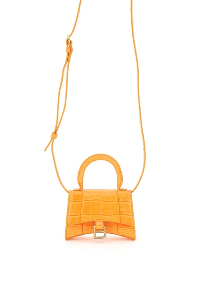 Balenciaga Hourglass Top Handle Mini Bag In Orange