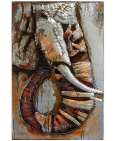 Empire Art Direct Elephant Mixed Media Iron Hand Painted Dimensional Wall Art, 60" X 40" X 2.8" In White
