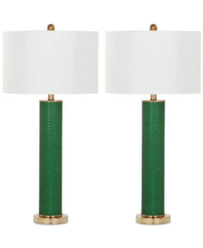 Safavieh Set Of 2 Ollie Table Lamps In Green Faux Snakeskin