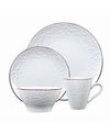 Lorren Home Trends 16 Piece Stoneware Scroll Dinnerware Set, Service For 4 In White