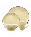 Lorren Home Trends 16 Piece Stoneware Scroll Dinnerware Set, Service For 4 In Yellow