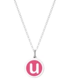 AUBURN JEWELRY MINI INITIAL PENDANT NECKLACE IN STERLING SILVER AND HOT PINK ENAMEL, 16" + 2" EXTENDER