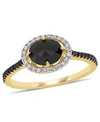 Macy's Black And White Diamond (1 1/5 Ct. T.w.) Halo Engagement Ring In 14k Yellow Gold In Yellow Gold