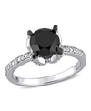 Macy's Black And White Diamond (2 Ct. T.w.) Engagement Ring In 14k White Gold In White