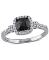 Macy's Black And White Diamond (1 Ct. T.w.) Engagement Ring In 14k White Gold In White