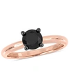 Macy's Black Diamond (1 Ct. T.w.) Solitaire Ring In 14k Yellow, White Or Rose Gold In Rose Gold
