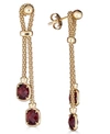 Macy's Lab Grown Lapis Lazuli Double Chain Drop Earrings In 14k Gold-plated Sterling Silver (also In Turquo In Garnet