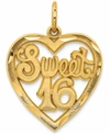 MACY'S SWEET 16 HEART CHARM PENDANT IN 14K YELLOW GOLD