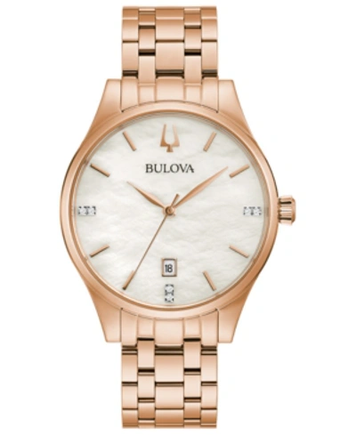 Bulova Women's Classic Diamond-accent Rose Gold-tone Stainless Steel Bracelet Watch 36mm