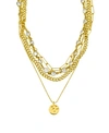 Adornia 14k Yellow Gold Plated Layered Pebbled Charm Necklace In Yellow