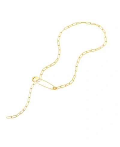 Adornia Safety Pin Paper Clip Lariat Necklace In Yellow