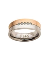 INOX MEN'S STEEL ROSE GOLD-TONE PLATED 5 PIECE CLEAR DIAMOND RING