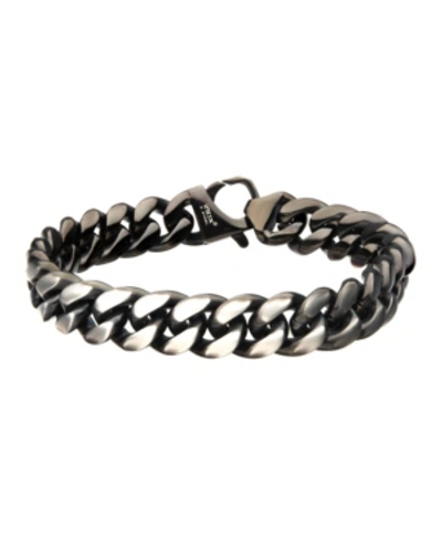 Inox Men's Steel Matte Curb Chain Bracelet In Black