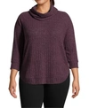 JOHN PAUL RICHARD PLUS SIZE COWLNECK RIB-KNIT TOP