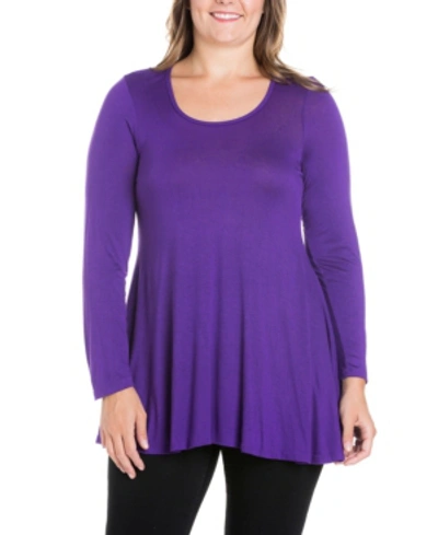 24seven Comfort Apparel Women's Plus Size Poised Swing Tunic Top In Amethyst