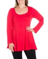 24seven Comfort Apparel Women's Plus Size Poised Swing Tunic Top In Red