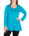 24seven Comfort Apparel Women's Plus Size Poised Swing Tunic Top In Jade
