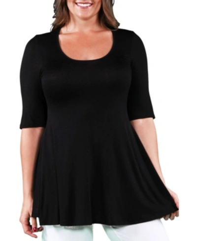 24seven Comfort Apparel Plus Size Tunic Top In Black