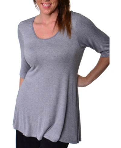 24seven Comfort Apparel Women's Plus Size Tunic Top In Heather Gray