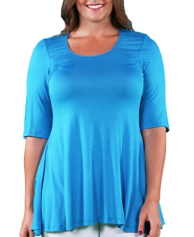24seven Comfort Apparel Plus Size Tunic Top In Turquoise