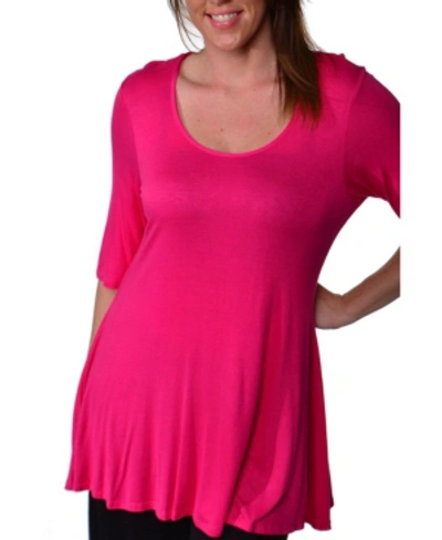 24seven Comfort Apparel Plus Size Tunic Top In Pink