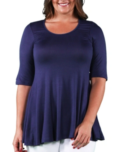 24seven Comfort Apparel Plus Size Tunic Top In Navy
