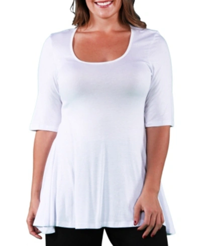 24seven Comfort Apparel Plus Size Tunic Top In White