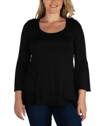 24seven Comfort Apparel Women's Plus Size Flared Tunic Top In Black