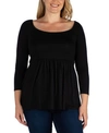 24seven Comfort Apparel Women's Plus Size Classic Long Sleeves Tunic Top In Black