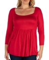 24SEVEN COMFORT APPAREL WOMEN'S PLUS SIZE CLASSIC LONG SLEEVES TUNIC TOP