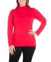 24seven Comfort Apparel Womens Solid Jersey Turtleneck Top In Red