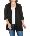 24SEVEN COMFORT APPAREL PLUS SIZE ELBOW LENGTH OPEN FRONT CARDIGAN SWEATER