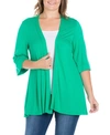 24seven Comfort Apparel Open Front Elbow Length Sleeve Maternity Cardigan In Grass