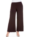 24seven Comfort Apparel Maternity Solid Color Palazzo Pants In Brown
