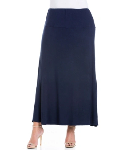 24seven Comfort Apparel Plus Size Maxi Skirt In Navy