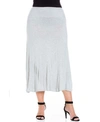 24seven Comfort Apparel Womens Elastic Waist Solid Color Maternity Maxi Skirt In Heather Gray