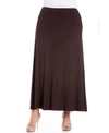 24seven Comfort Apparel Plus Size Maxi Skirt In Brown