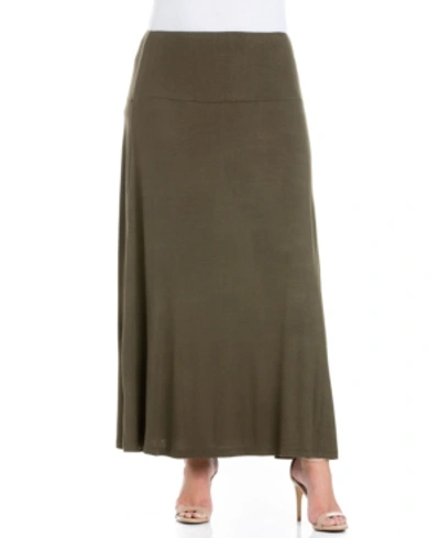 24seven Comfort Apparel Plus Size Maxi Skirt In Olive