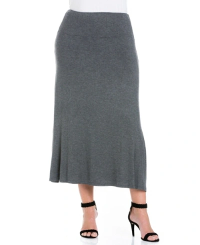 24seven Comfort Apparel Plus Size Maxi Skirt In Smoke