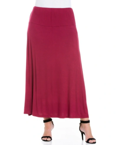 24seven Comfort Apparel Plus Size Maxi Skirt In Wine