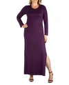 24seven Comfort Apparel Plus Womens T-shirt Dress Mid Calf In Purple