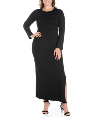 24seven Comfort Apparel Womens Solid Jersey Maxi Dress In Black