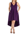 24seven Comfort Apparel Plus Womens Hi-low Pleated Maxi Dress In Purple