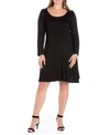 24seven Comfort Apparel Plus Size Maxi Flared Dress In Black