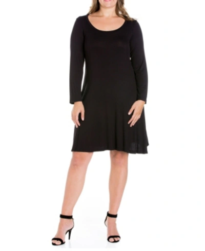 24seven Comfort Apparel Plus Size Maxi Flared Dress In Black