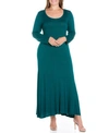 24seven Comfort Apparel Women's Long Sleeve Maxi Dress In Forest