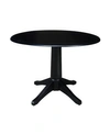 International Concepts International Concept 42" Round Dual Drop Leaf Pedestal Table In Black