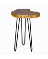 ALATERRE FURNITURE HAIRPIN NATURAL LIVE EDGE WOOD WITH METAL 20" ROUND END TABLE