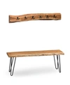 ALATERRE FURNITURE HAIRPIN NATURAL LIVE EDGE BENCH WITH COAT HOOK SET